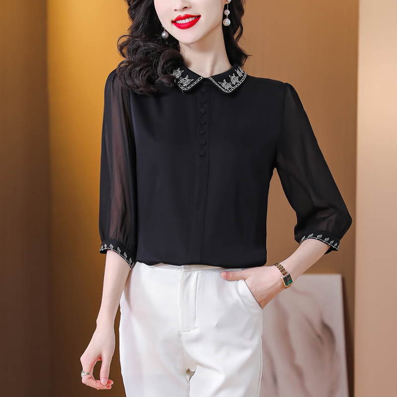 Korean style shirt silk short sleeve T-shirt