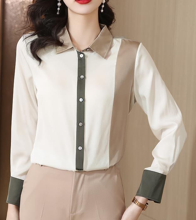 On Sale Color Matching Solid color Fashion Blouse
