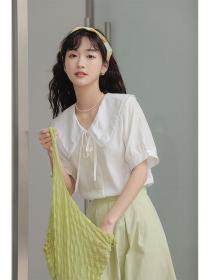 Korean style Fashion new Puff sleeve Solid color shirt