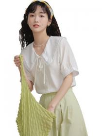 Korean style Fashion new Puff sleeve Solid color shirt