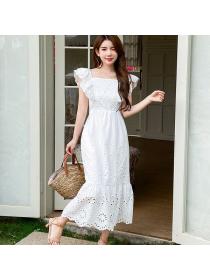 Korean style Beach White Dress Maxi dress for women