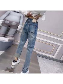 Korean styleWomen's Loose High waist Wide leg Jeans