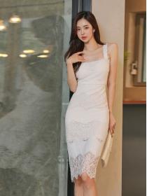 Korean style Summer Casual Lace Hip-full dress