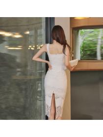 Korean style Summer Casual Lace Hip-full dress 