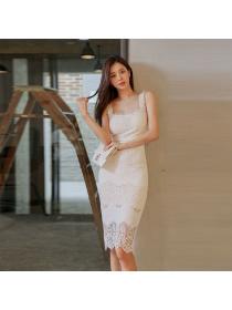 Korean style Summer Casual Lace Hip-full dress 