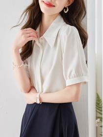 Korean style Matching Soft OL Solid color blouse