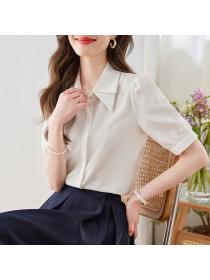 Korean style Matching Soft OL Solid color blouse 