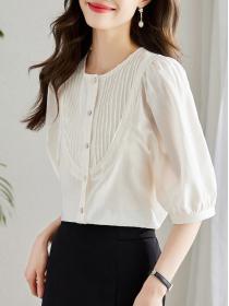 Korean style Summer Solid color Casual Matching Blouse