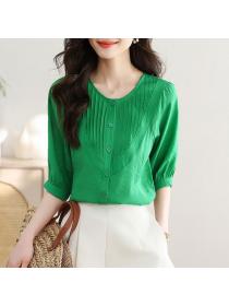 Korean style Summer Solid color Casual Matching Blouse 