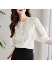 Korean style Summer Solid color Casual Matching Blouse 