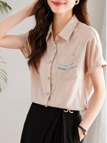 Korean style Summer fashion Short-sleeved Blouse