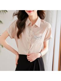 Korean style Summer fashion Short-sleeved Blouse 