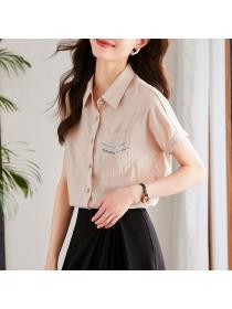 Korean style Summer fashion Short-sleeved Blouse 