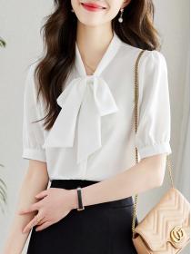 Korean style Summer Chiffon White Blouse for women