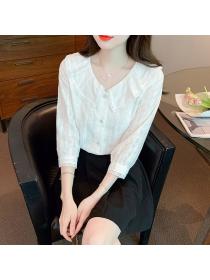 Korean style Summer Matching Longsleeve Solid colorChiffon shirt