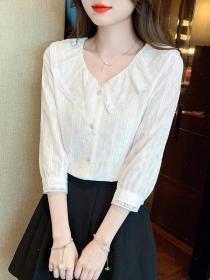 Korean style Summer Matching Longsleeve Solid colorChiffon shirt