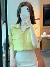 Korean style Summer Matching V collar Fashion Blouse 