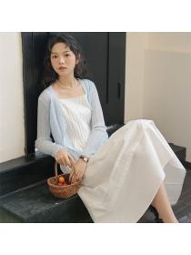 Korean style Summer Square collar Strap dress 