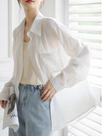 Sunproof blouse thin shirt loose long-sleeved Shirt