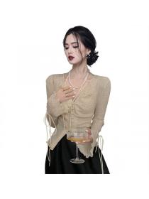 Korean style Chic Fashion V collar Slim Shirt 