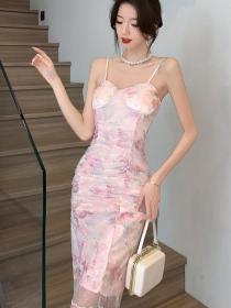 Korean style Sexy Ladies Floral Straps dress 