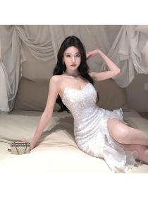 Korean style Sexy Sequins Party wear Sling dress 