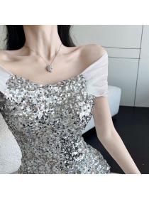 Korean style Fashion Sexy Sequins Slim Dress 