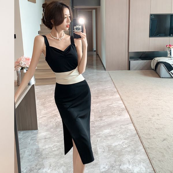 Korean style Slim Split Long dress Summer dress
