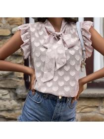Outlet Summer sweet and cute bow tie love top for women