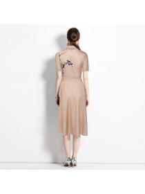 European style Summer Elegant  Matching Printed Dress (with belt)
