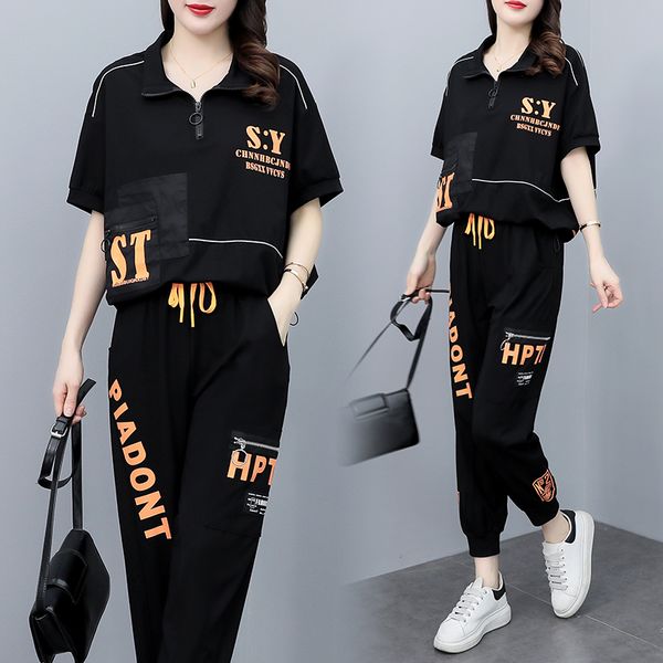 Korean style Plus size Summer Casual Sport wear 2 pcs set