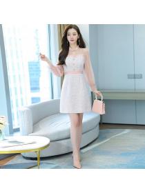 Korean style Summer Pink Elegant Long sleeve dress 