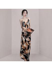 Korean style Summer Slim Printed Sling dress 