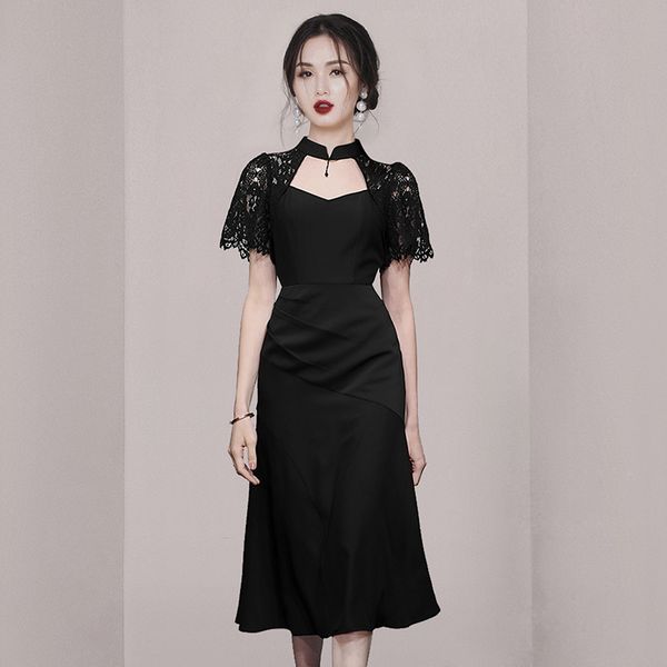 Korean style Summer Lace Slim A-line dress