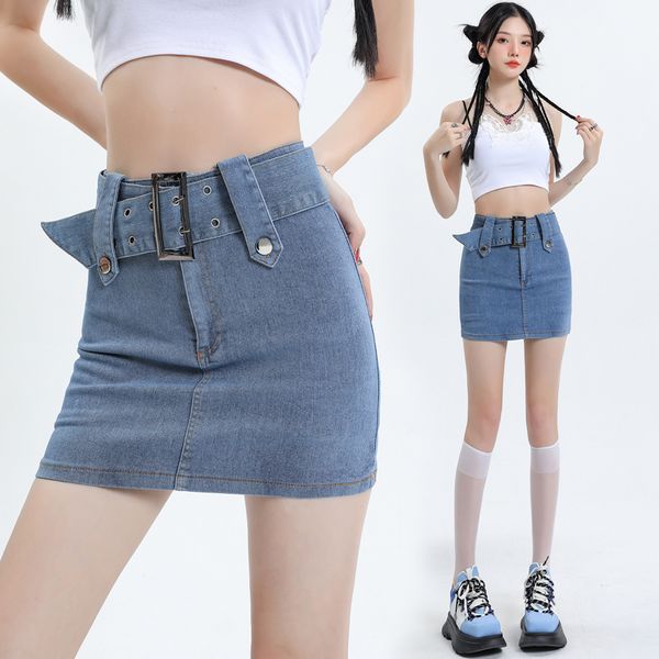 Korean style Sexy High waist Short denim skirt