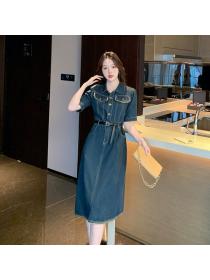 Korean style Retro Simple Denim dress for women
