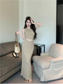 Korean style High waist Sexy Split skirt 2 pcs set