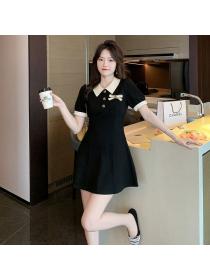 Korean style Polo collar Short sleeve dress 