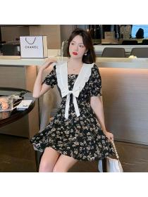 Korean style Summer Bowknot Fashion Short sleeve dress 