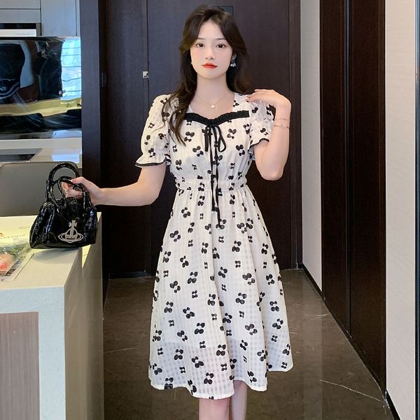 Korean style Summer Chiffon V collar A-line dress