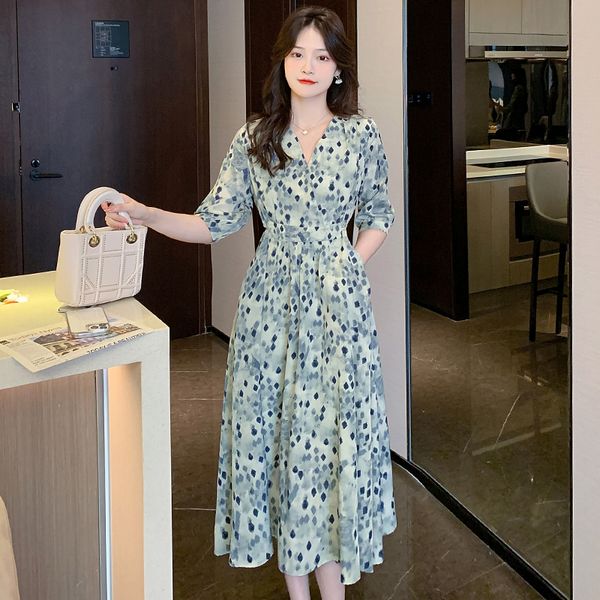 Korean style Summer Fashion Short sleeve Floral dress