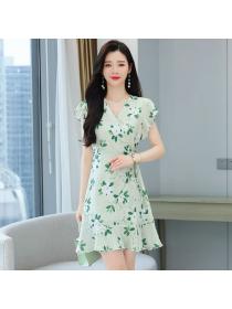 Korean style Summer Chiffon V collar Elegant dress 