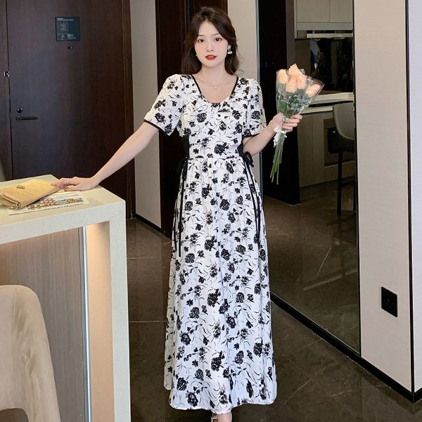 Korean style Retro Summer Long dress for women