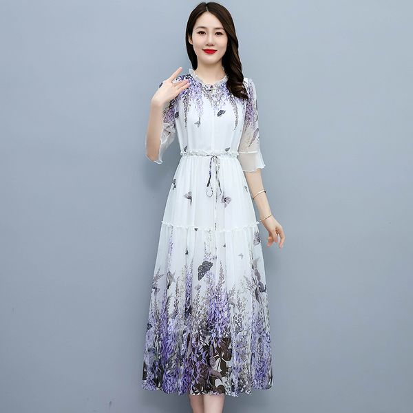 Korean style Retro Summer Plus size Chiffon dress