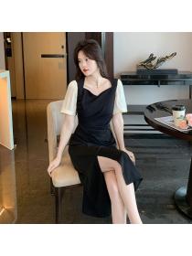 Korean style Elegant Square neck Dress 