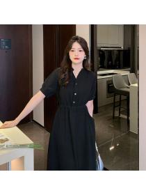 Korean style Retro Summer Black dress for women