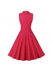Vintage style Fashion Dot print Sleeveless dress 