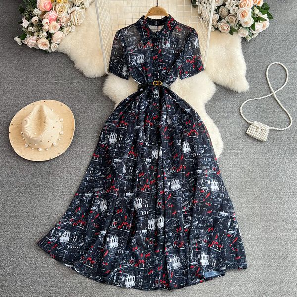 Vintage style Summer Printed Maxi dress