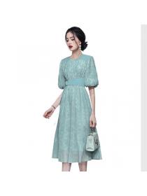 Korean style Summer Round collar Elegant Temperament dress 