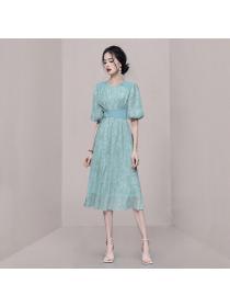 Korean style Summer Round collar Elegant Temperament dress 